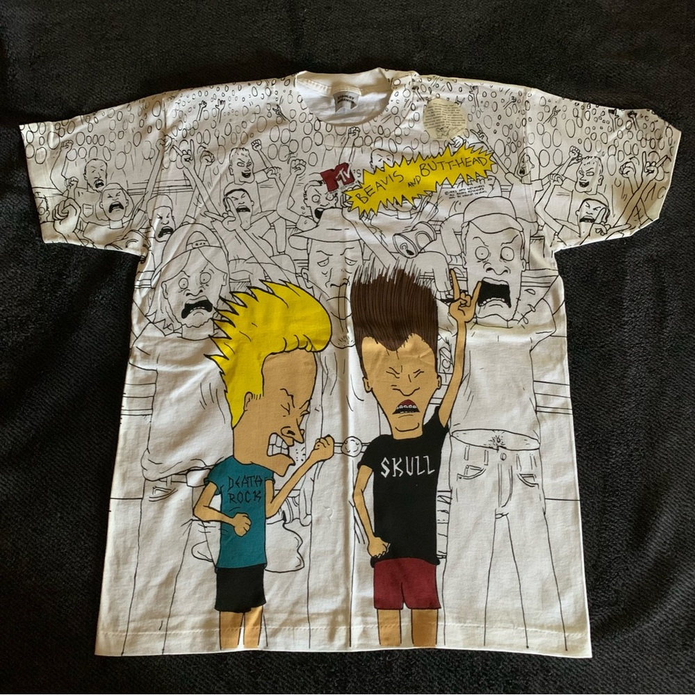 Vintage 90s Beavis & Butthead silkscreen/hand painted T-shirt